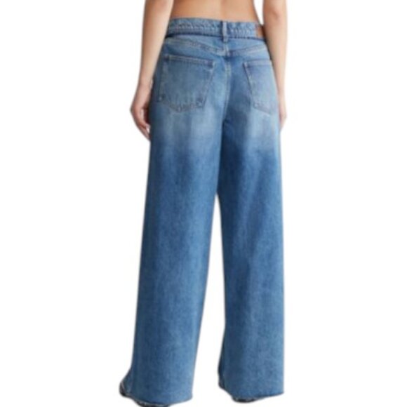 Calvin Klein blue high rise wide leg belted  jeans size 26 NWT - Picture 3 of 3